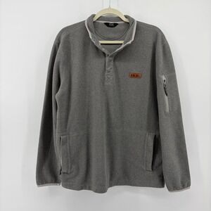 Huk Mens Medium Gray Fleece Pullover Snap Mock Neck Fishing Sweater Pocket